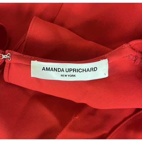 Amanda Uprichard Susannah Red Mini Dress Front Twist Ruched Shoulder Size Small - Picture 6 of 7